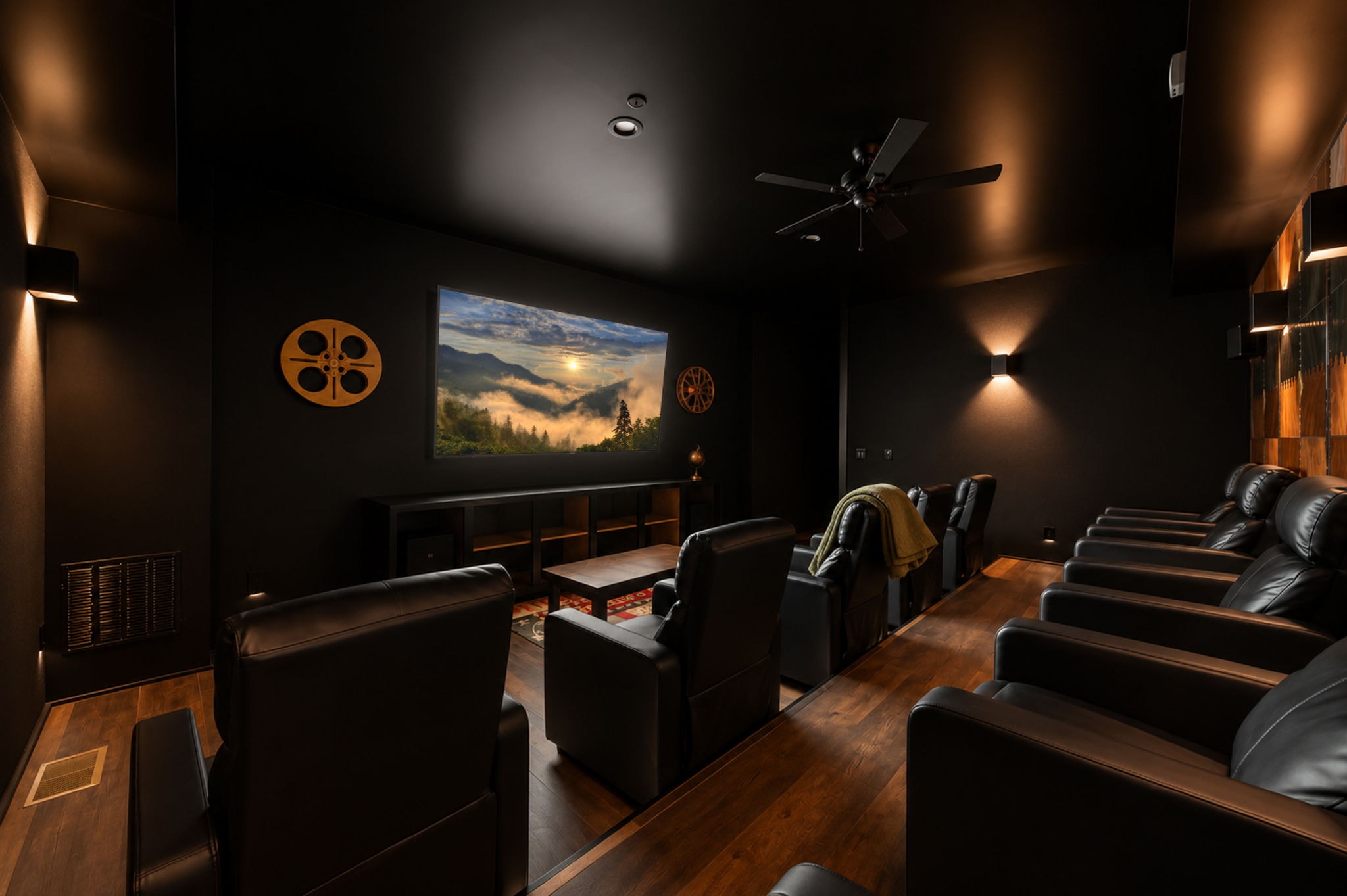 Excalibur entertainment level theater room game rooms luxury lodge interior