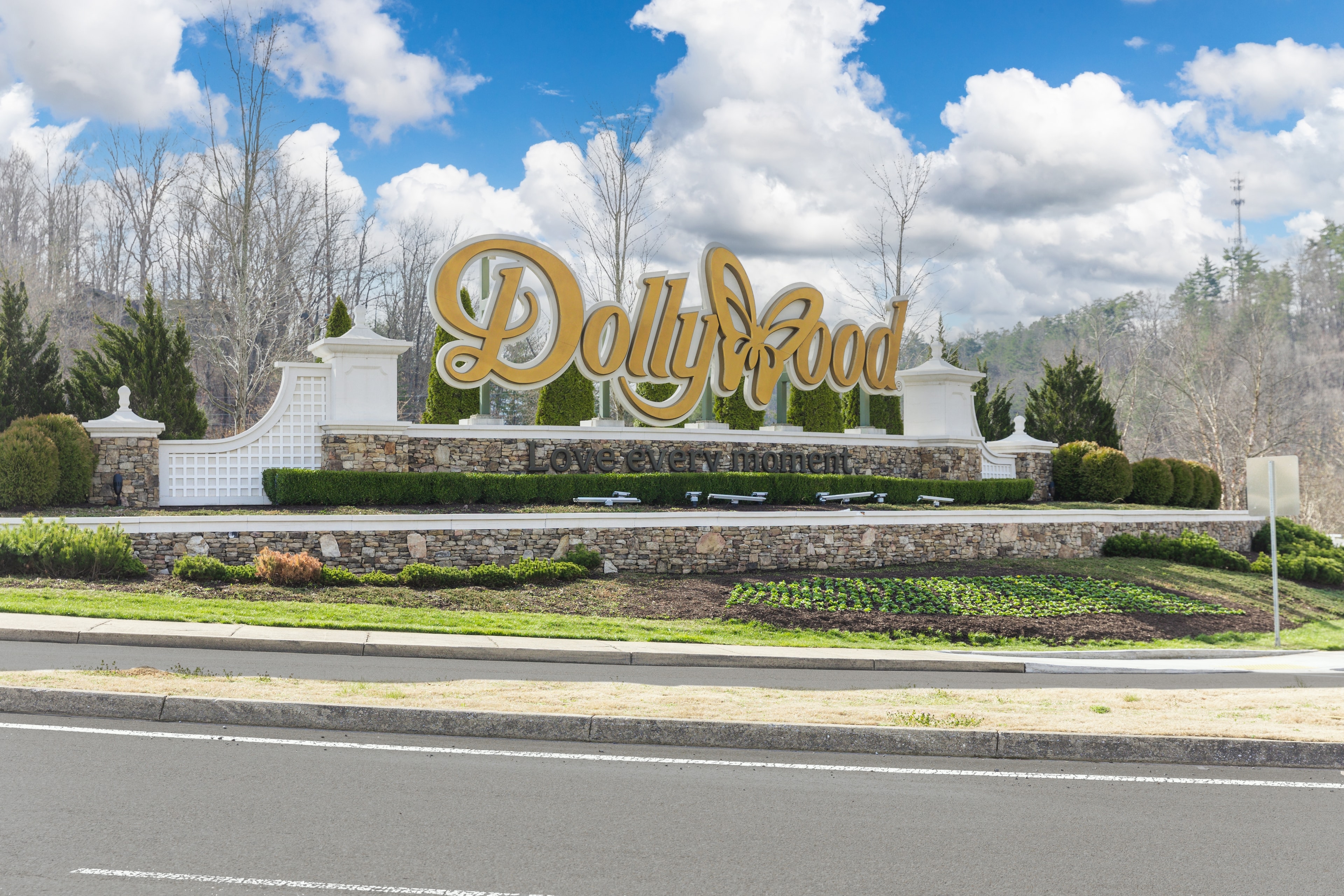 Dollywood entrance sign Pigeon Forge Tennessee Love Every Moment